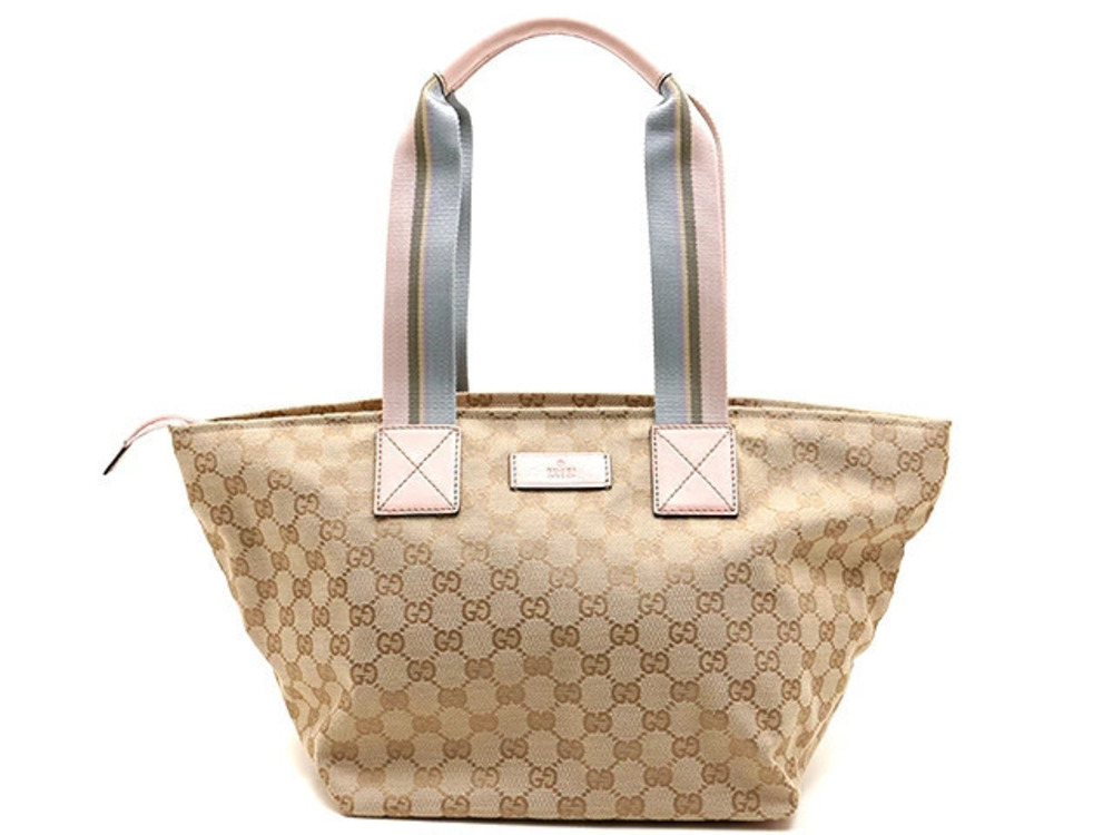 Gucci handbag GG canvas calfskin Beige Cream pink